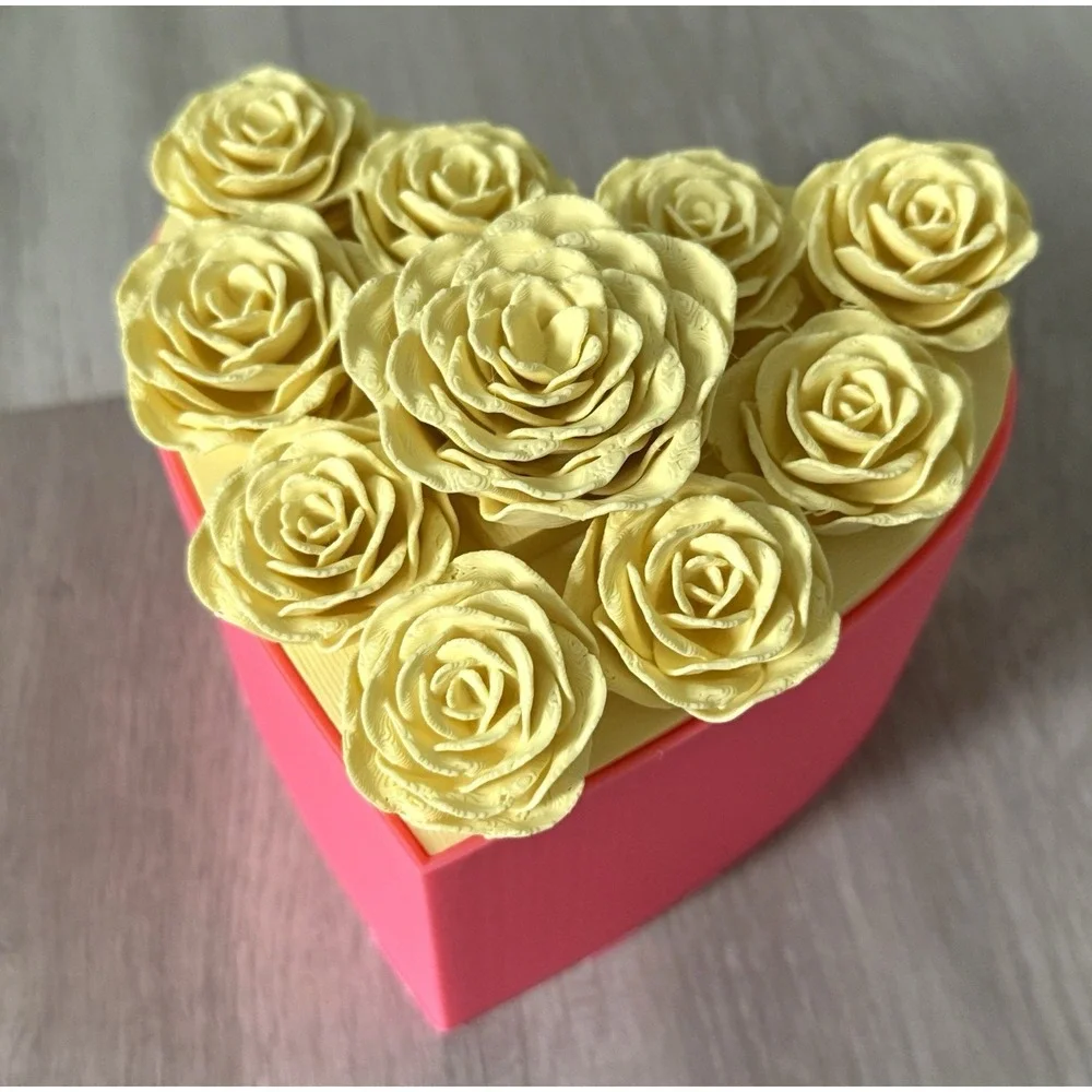 Roses Heart Container Valentine's Day 3D‎ printed jewelry box gift